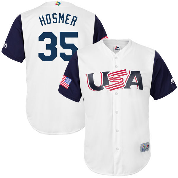 customized Men USA Baseball #35 Eric Hosmer White 2017 World Baseball Classic Replica Jersey->->MLB Jersey